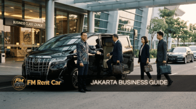 Jakarta Business Guide untuk pelaku bisnis China – Toyota Alphard hitam dengan supir batik menjemput eksekutif di bandara, FM Rent Car