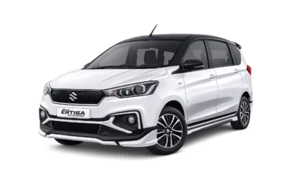 Suzuki All New Ertiga Hybrid putih dari FM Rent Car untuk layanan sewa mobil dengan supir di Jakarta.